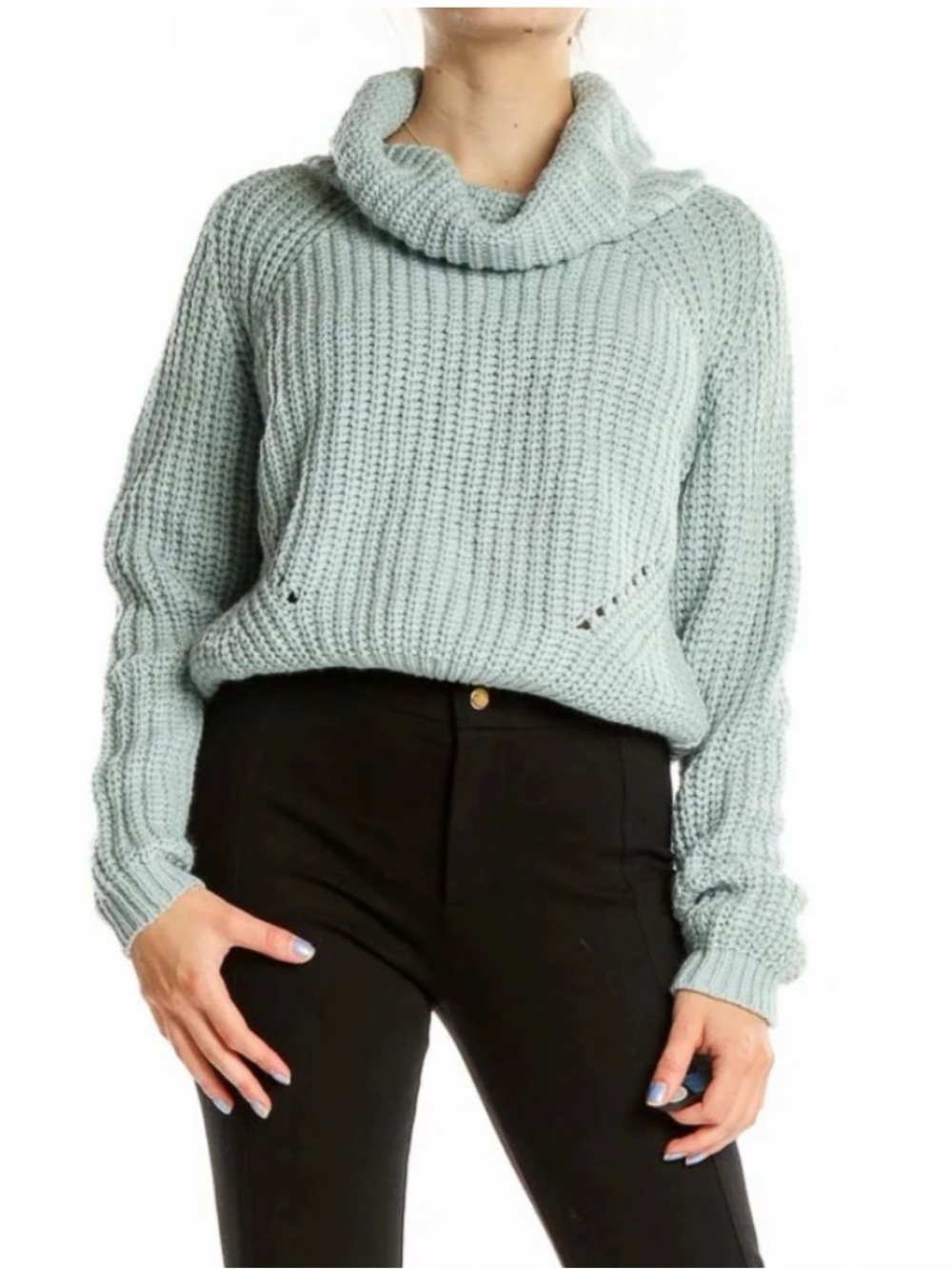 NWOT moon & madison Mint Cowl Neck Chunky Knit Sweater